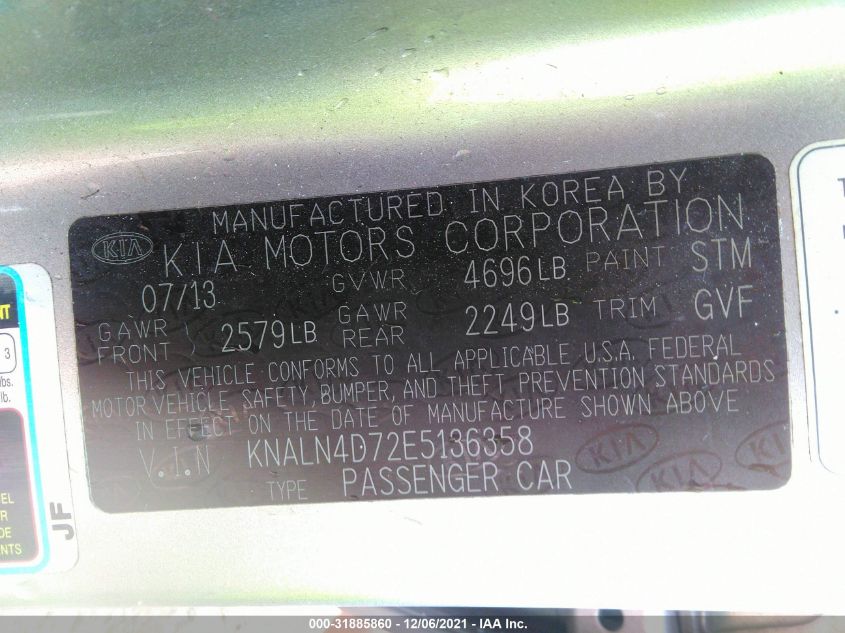 2014 KIA CADENZA PREMIUM KNALN4D72E5136358