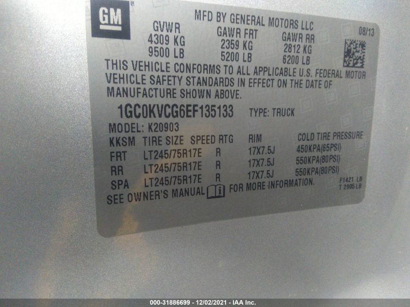2014 CHEVROLET SILVERADO 2500HD WORK TRUCK 1GC0KVCG6EF135133