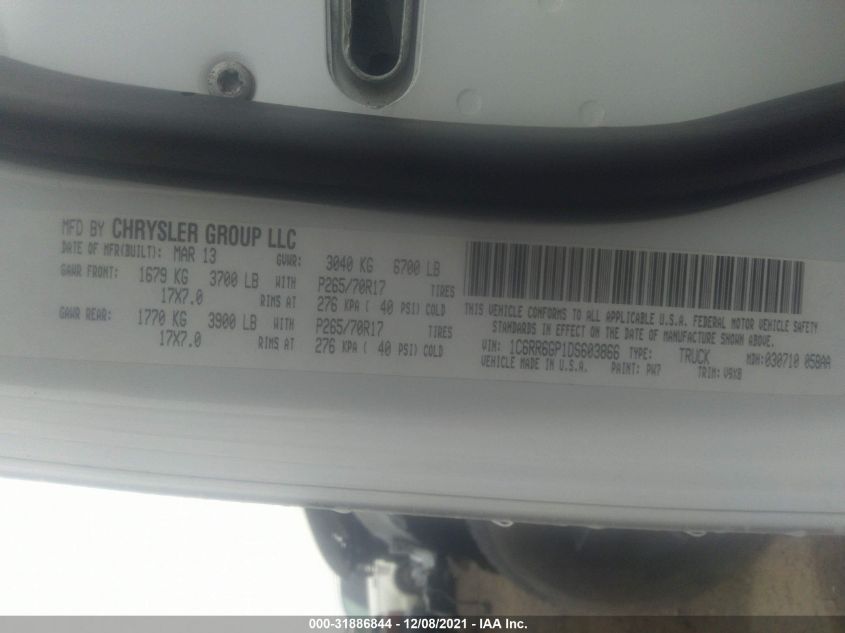 2013 RAM 1500 SLT 1C6RR6GP1DS603866