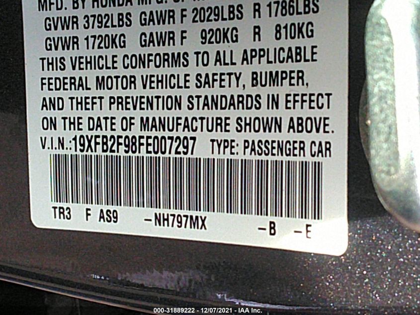 2015 HONDA CIVIC SEDAN EX-L 19XFB2F98FE007297