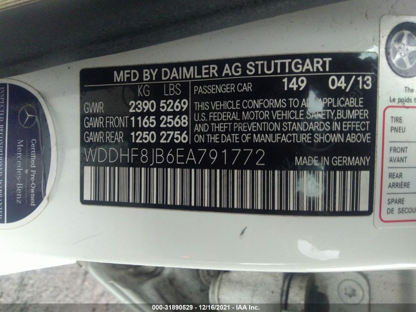 2014 MERCEDES-BENZ E-CLASS E 350 WDDHF8JB6EA791772