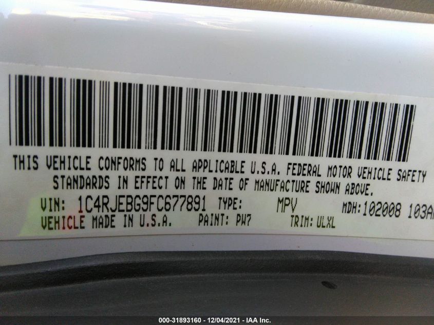 2015 JEEP GRAND CHEROKEE LIMITED 1C4RJEBG9FC677891