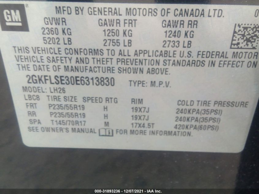 2014 GMC TERRAIN SLT 2GKFLSE30E6313830
