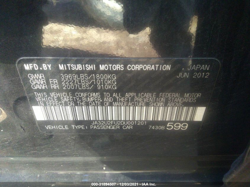 2013 MITSUBISHI LANCER ES JA32U2FU2DU001201