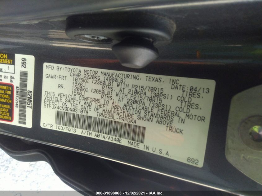 2013 TOYOTA TACOMA 5TFJX4CN9DX031078