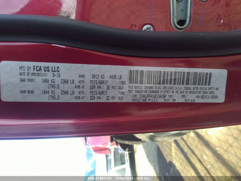 2017 JEEP PATRIOT HIGH ALTITUDE 1C4NJPFA1HD134290