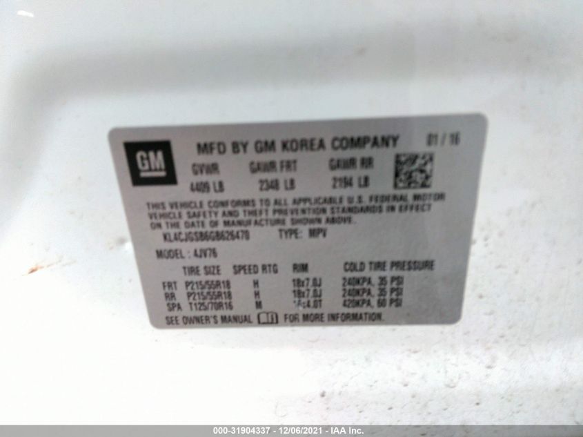 2016 BUICK ENCORE LEATHER KL4CJGSB6GB626470