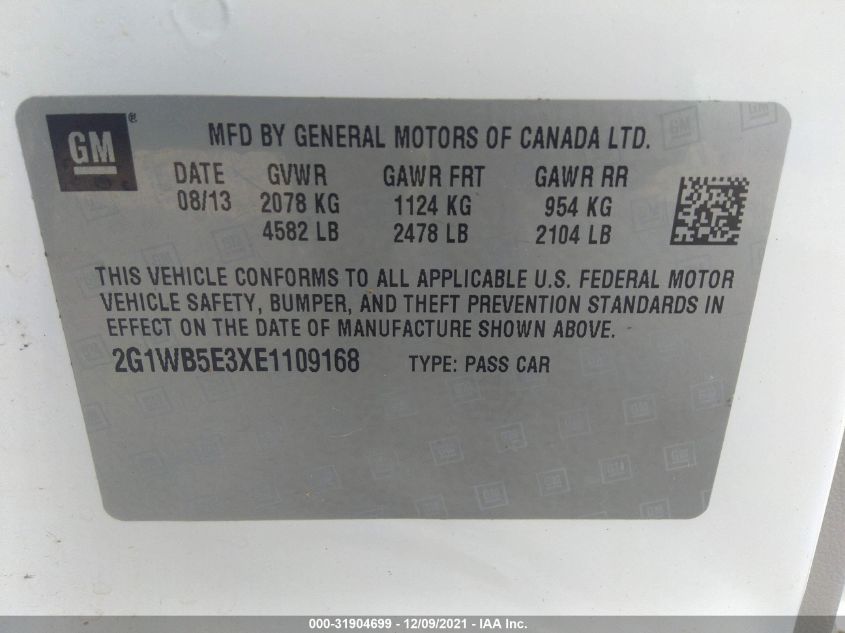 2014 CHEVROLET IMPALA LIMITED LT 2G1WB5E3XE1109168