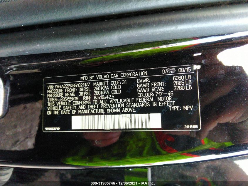 2016 VOLVO XC90 T6 MOMENTUM YV4A22PK6G1021177