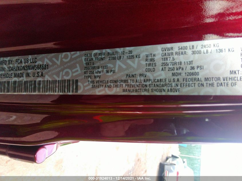 2021 JEEP WRANGLER UNLIMITED 80TH 1C4HJXDN3MW568681