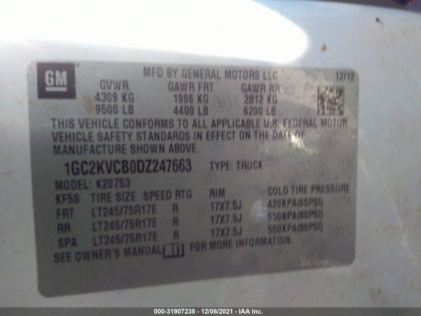 2013 CHEVROLET SILVERADO 2500HD WORK TRUCK 1GC2KVCB0DZ247663