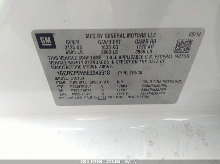 2014 CHEVROLET SILVERADO 1500 WORK TRUCK 1GCRCPEH5EZ346618