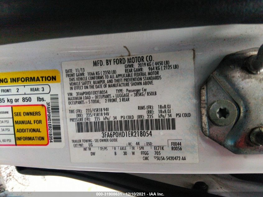 2014 FORD FUSION SE 3FA6P0HD1ER218054