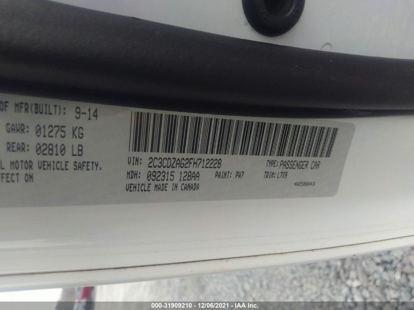 2015 DODGE CHALLENGER SXT 2C3CDZAG2FH712228