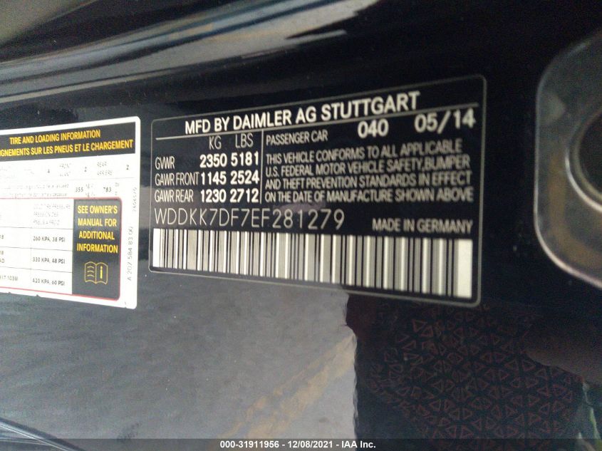 2014 MERCEDES-BENZ E-CLASS E 550 WDDKK7DF7EF281279