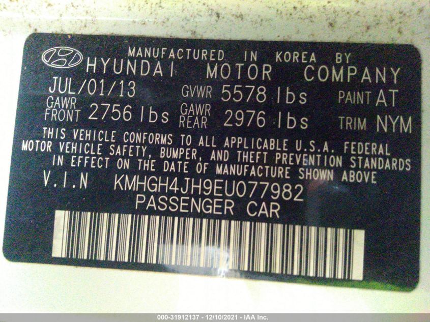 2014 HYUNDAI EQUUS SIGNATURE KMHGH4JH9EU077982