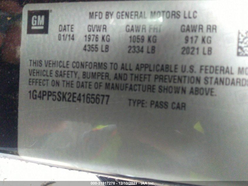 2014 BUICK VERANO 1G4PP5SK2E4165677
