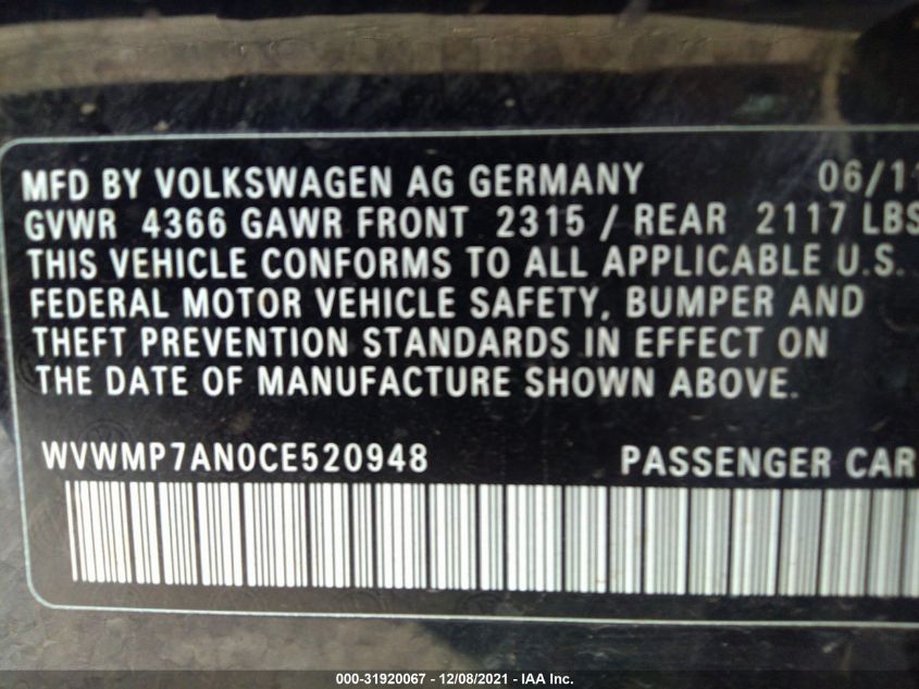 Фото: WVWMP7AN0CE520948 - 9