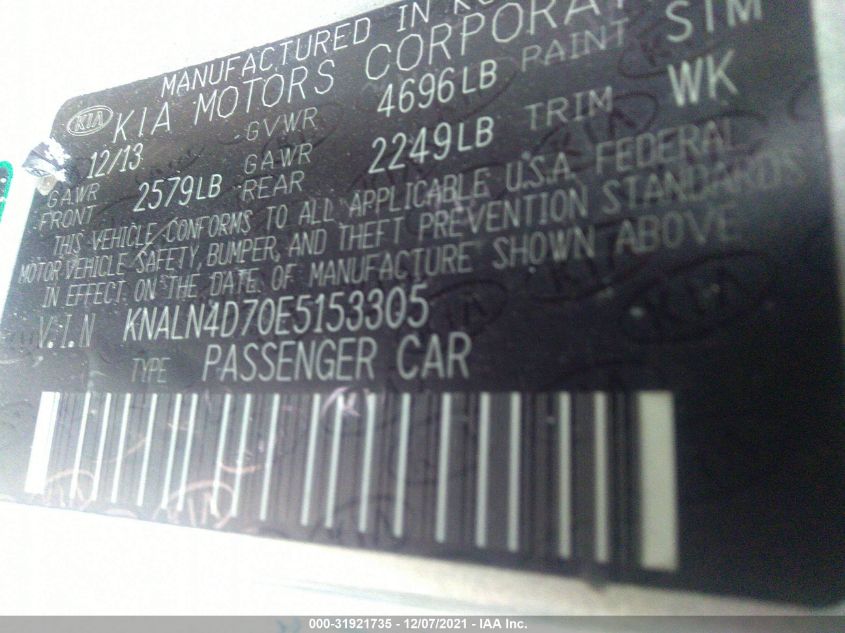 2014 KIA CADENZA PREMIUM KNALN4D70E5153305