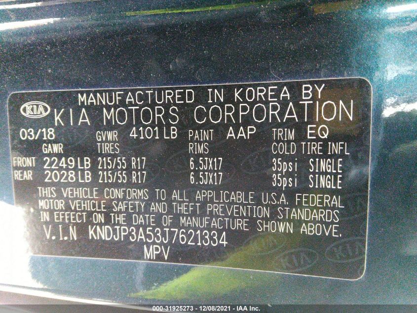 2018 KIA SOUL + KNDJP3A53J7621334
