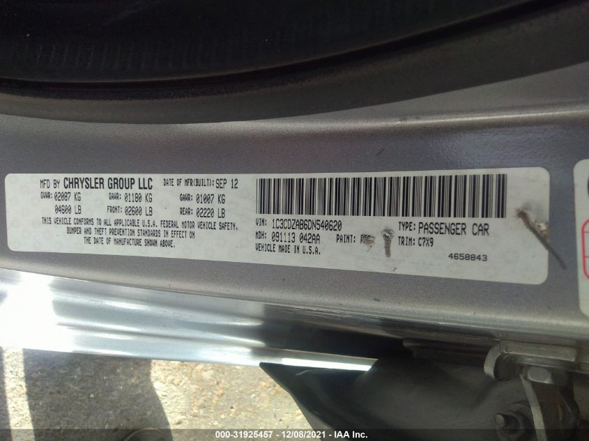 2013 DODGE AVENGER SE 1C3CDZAB6DN540620