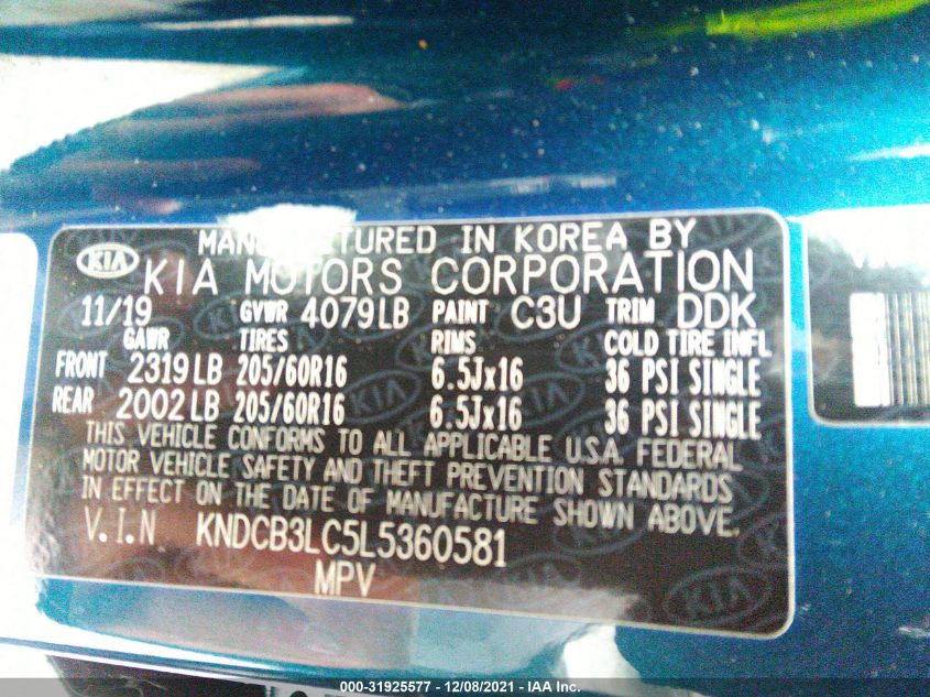 2020 KIA NIRO LX KNDCB3LC5L5360581