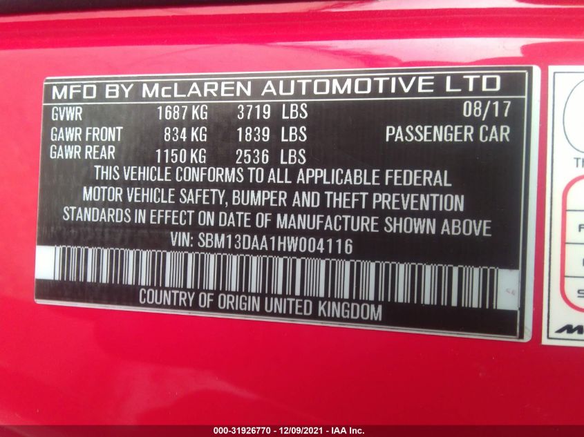 2017 McLaren 570S - SBM13DAA1HW004116