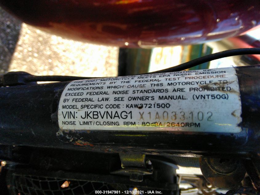 2001 KAWASAKI VN1500 G JKBVNAG1X1A033102