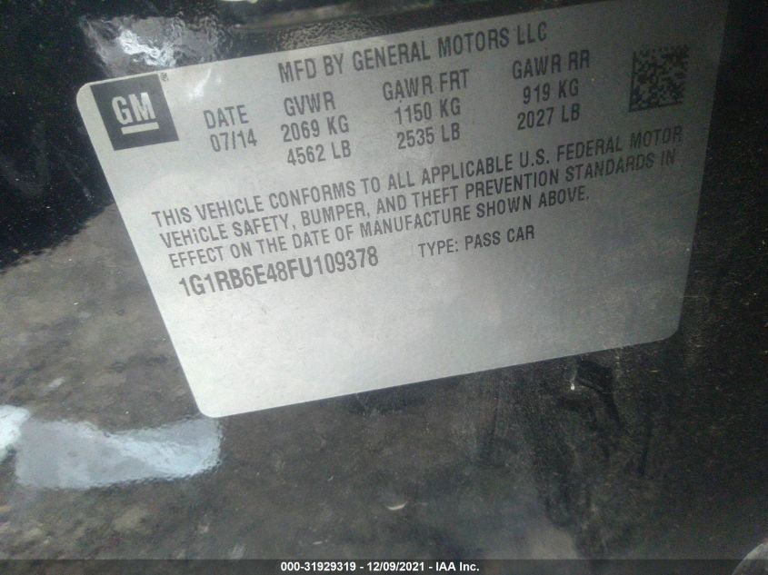2015 CHEVROLET VOLT 1G1RB6E48FU109378