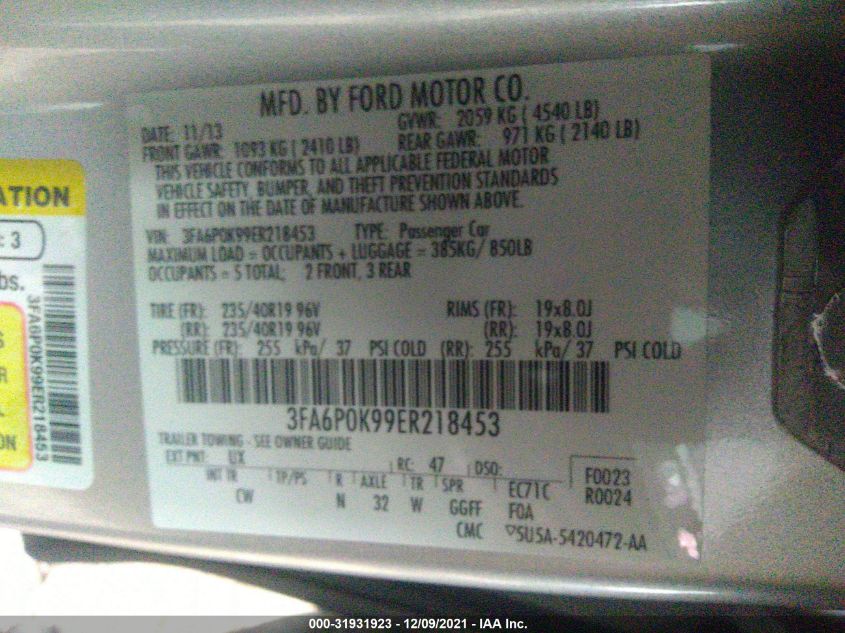 2014 FORD FUSION TITANIUM 3FA6P0K99ER218453