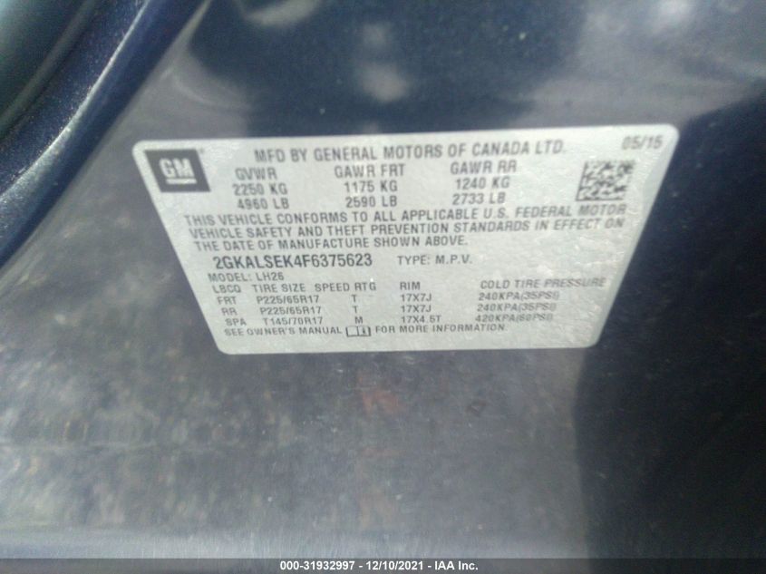 2015 GMC TERRAIN SLT 2GKALSEK4F6375623