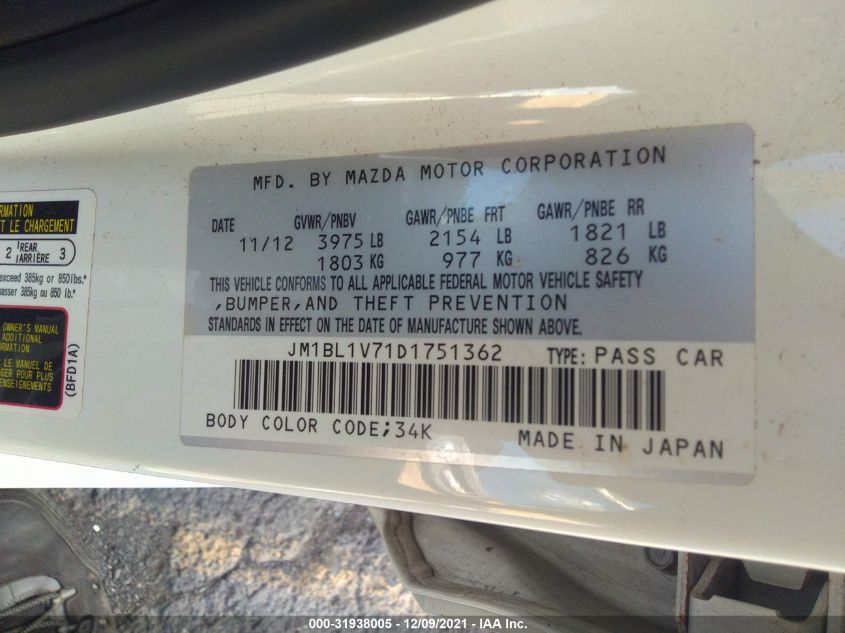 2013 MAZDA MAZDA3 I TOURING JM1BL1V71D1751362