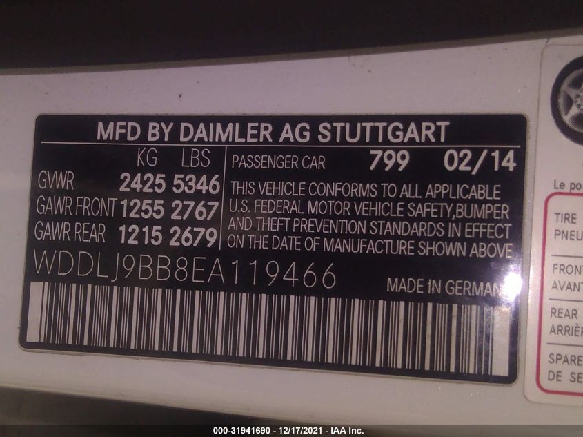 2014 MERCEDES-BENZ CLS-CLASS CLS 550 WDDLJ9BB8EA119466