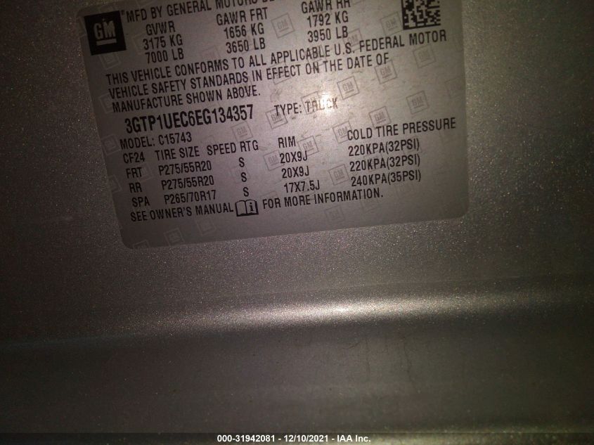2014 GMC SIERRA 1500 SLE 3GTP1UEC6EG134357