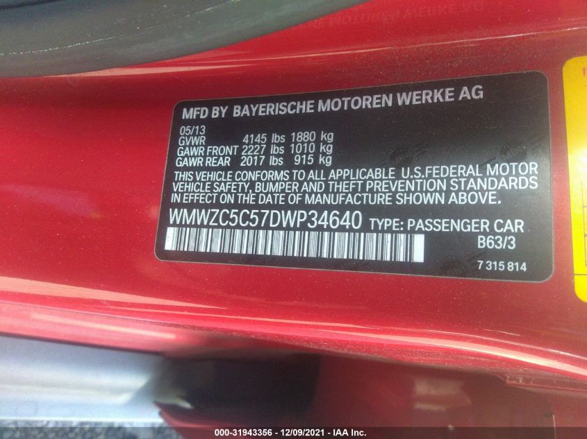 2013 MINI COOPER COUNTRYMAN S ALL4 WMWZC5C57DWP34640