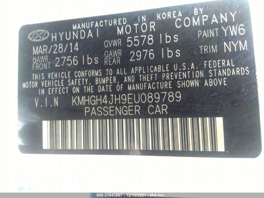 2014 HYUNDAI EQUUS SIGNATURE KMHGH4JH9EU089789