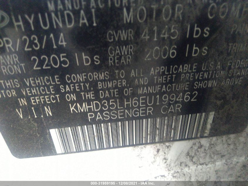 2014 HYUNDAI ELANTRA GT KMHD35LH6EU199462