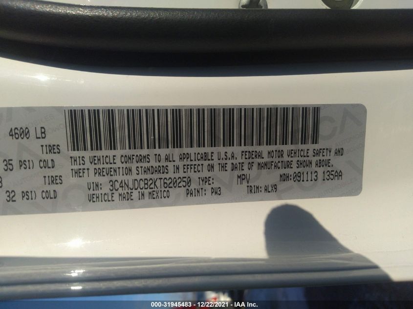 2019 JEEP COMPASS LIMITED 3C4NJDCB2KT620250