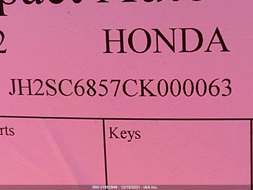 2012 HONDA GL1800 JH2SC6857CK000063