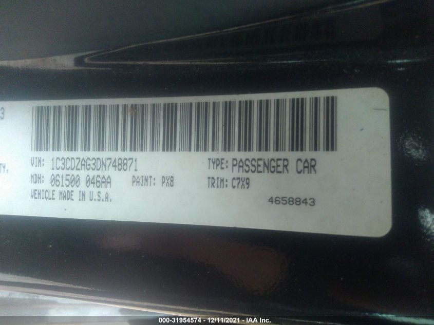 2013 DODGE AVENGER SE V6 1C3CDZAG3DN748871