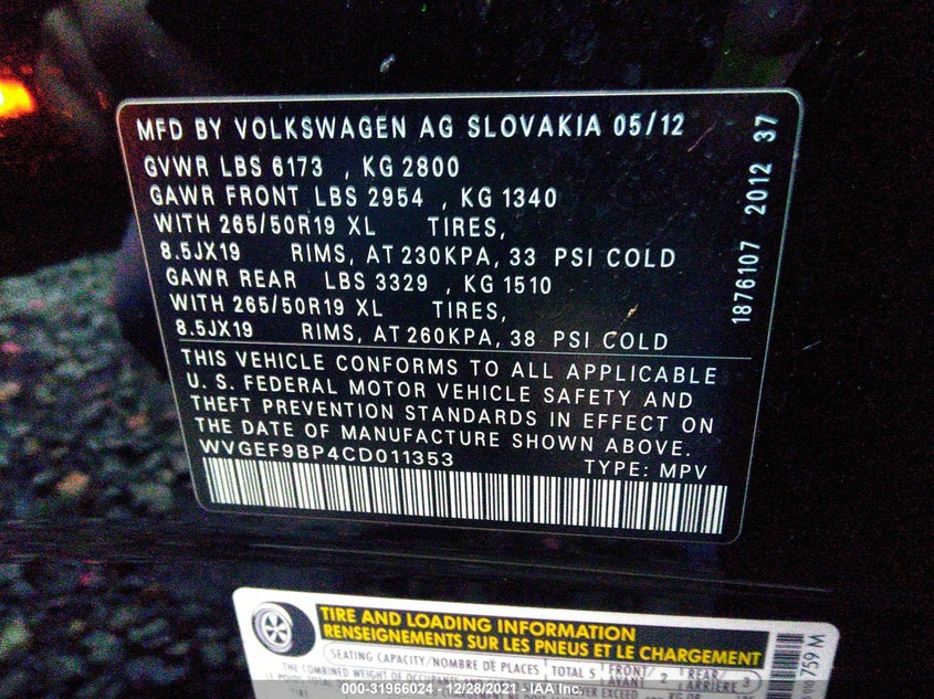 Volkswagen Touareg 2012