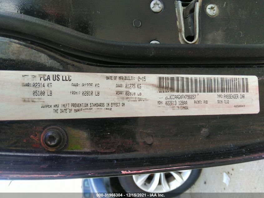2015 CHRYSLER 300 LIMITED 2C3CCAAGXFH796657
