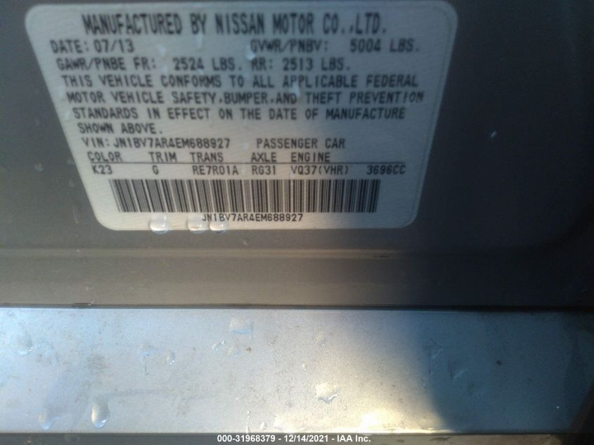 2014 INFINITI Q50 JN1BV7AR4EM688927