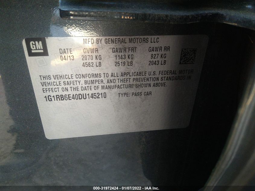 2013 CHEVROLET VOLT 1G1RB6E40DU145210