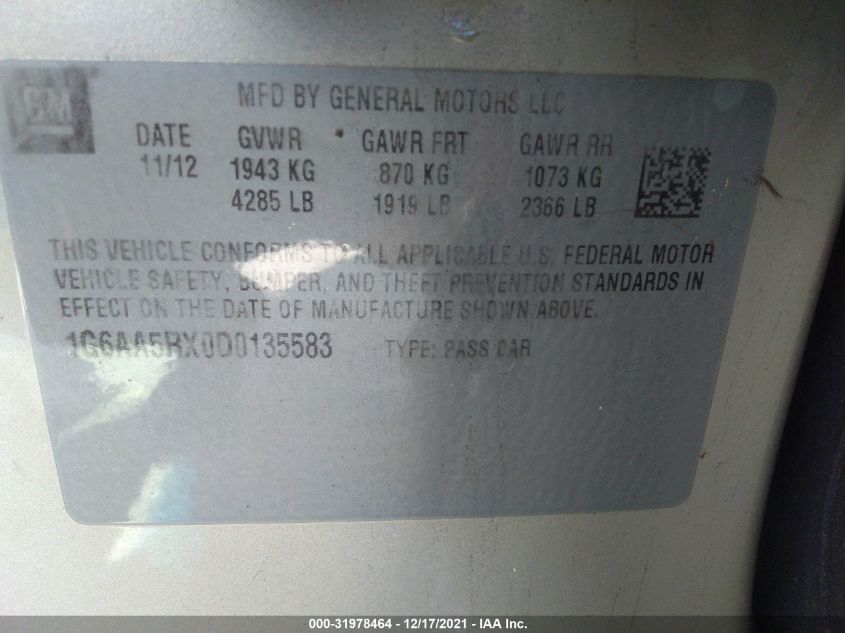 2013 CADILLAC ATS 1G6AA5RX0D0135583