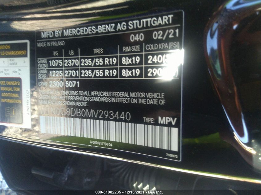 2021 MERCEDES-BENZ GLC GLC 300 W1N0G8DB0MV293440