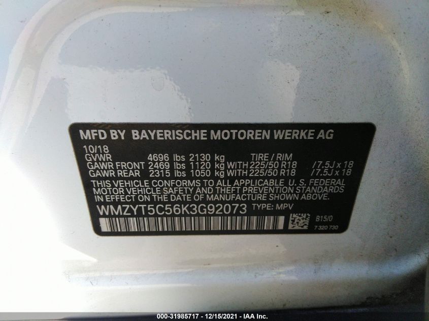 2019 MINI COUNTRYMAN COOPER S WMZYT5C56K3G92073