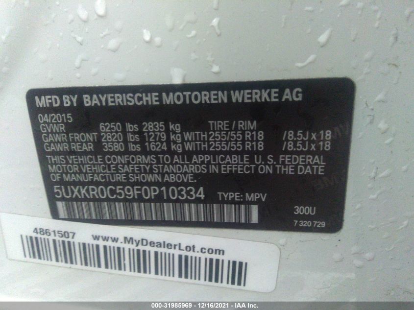 5UXKR0C59F0P10334 2015 BMW X5, photo no. 9