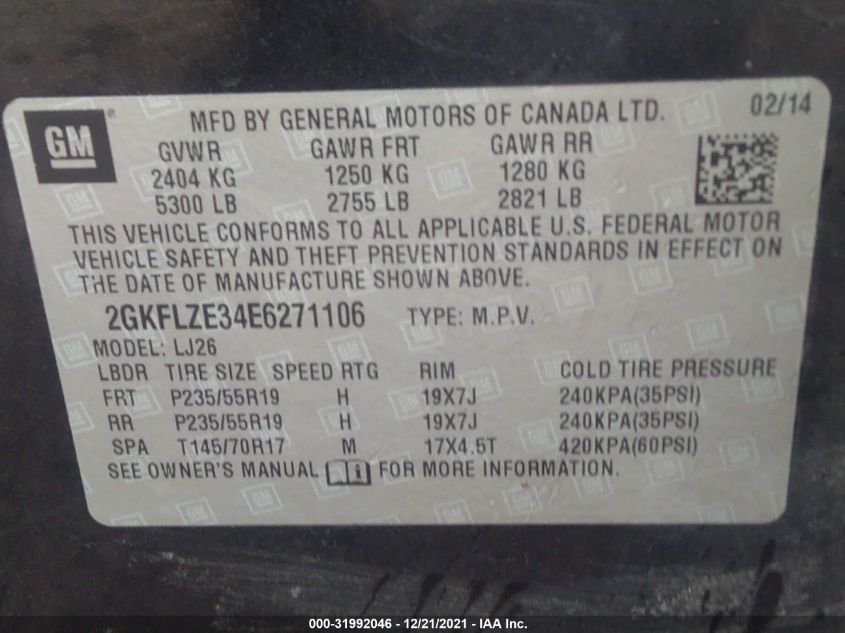 2014 GMC TERRAIN DENALI 2GKFLZE34E6271106