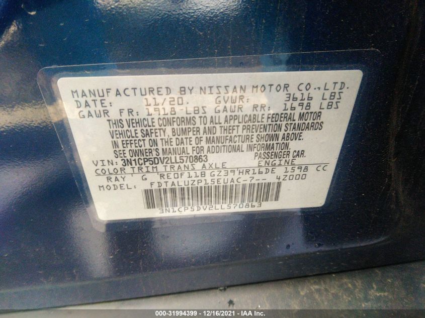 2020 NISSAN KICKS SR 3N1CP5DV2LL570863